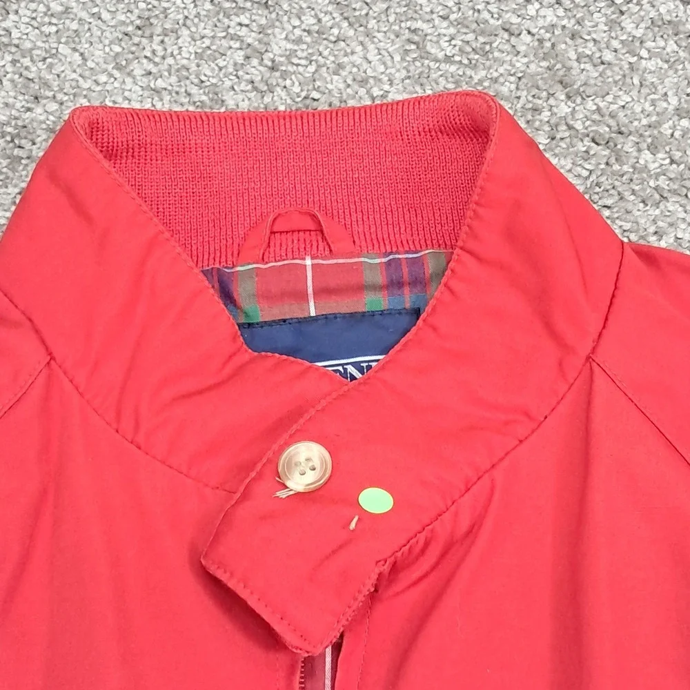 Vintage Lands End Red Harrington Jacket Plaid Lined Bomber Windbreaker Large